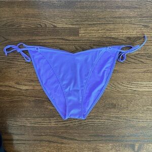Hollister Ribbed Purple Side Tie Bikini Bottom High Leg V Front XL VGUC